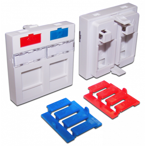 45x45 insert for 2 Keystones, with shutter, labels and icons, white